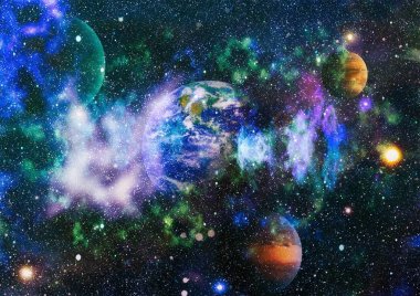 Uzay yörüngesindeki Dünya gezegeni, yörüngeden gezegenimiz. Nasa tarafından döşenmiş bu görüntü