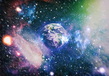 Uzay yörüngesindeki Dünya gezegeni, yörüngeden gezegenimiz. Nasa tarafından döşenmiş bu görüntü