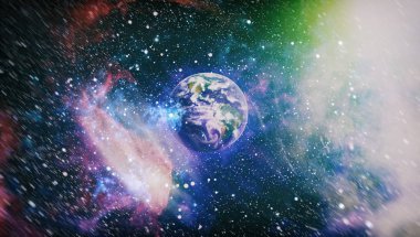 Uzay yörüngesindeki Dünya gezegeni, yörüngeden gezegenimiz. Nasa tarafından döşenmiş bu görüntü