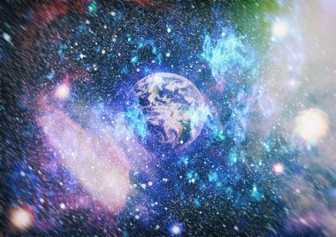 Uzay yörüngesindeki Dünya gezegeni, yörüngeden gezegenimiz. Nasa tarafından döşenmiş bu görüntü