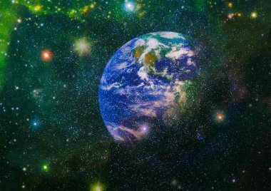 Dünya, galaksi ve güneş uzaydaki gezegenler, yıldızlar ve galaksiler uzay keşfinin güzelliğini gösteriyor. Nasa tarafından döşenmiş bu görüntünün elemanları