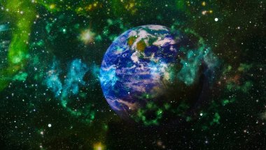Dünya, galaksi ve güneş uzaydaki gezegenler, yıldızlar ve galaksiler uzay keşfinin güzelliğini gösteriyor. Nasa tarafından döşenmiş bu görüntünün elemanları