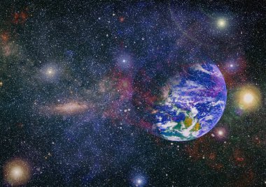 Dünya, galaksi ve güneş uzaydaki gezegenler, yıldızlar ve galaksiler uzay keşfinin güzelliğini gösteriyor. Nasa tarafından döşenmiş bu görüntünün elemanları