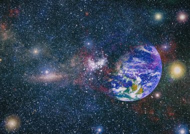 Dünya, galaksi ve güneş uzaydaki gezegenler, yıldızlar ve galaksiler uzay keşfinin güzelliğini gösteriyor. Nasa tarafından döşenmiş bu görüntünün elemanları