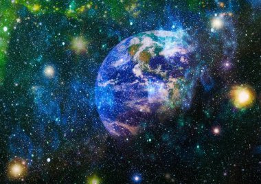 Dünya, galaksi ve güneş uzaydaki gezegenler, yıldızlar ve galaksiler uzay keşfinin güzelliğini gösteriyor. Nasa tarafından döşenmiş bu görüntünün elemanları