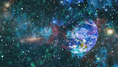 Dünya, galaksi ve güneş uzaydaki gezegenler, yıldızlar ve galaksiler uzay keşfinin güzelliğini gösteriyor. Nasa tarafından döşenmiş bu görüntünün elemanları