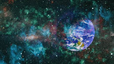 Dünya, galaksi ve güneş uzaydaki gezegenler, yıldızlar ve galaksiler uzay keşfinin güzelliğini gösteriyor. Nasa tarafından döşenmiş bu görüntünün elemanları