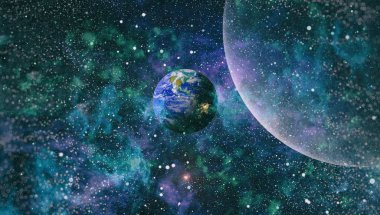 Dünya, galaksi ve güneş uzaydaki gezegenler, yıldızlar ve galaksiler uzay keşfinin güzelliğini gösteriyor. Nasa tarafından döşenmiş bu görüntünün elemanları