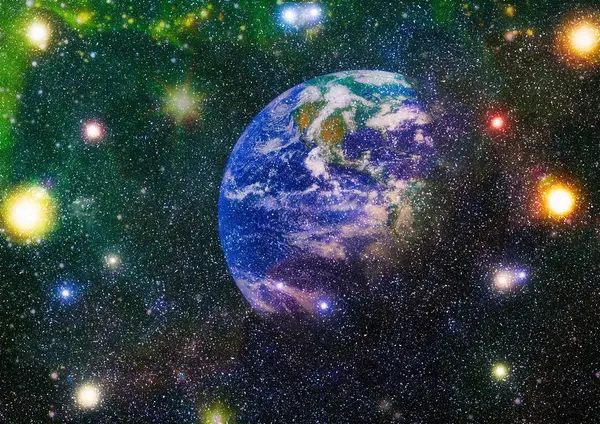 Dünya, galaksi ve güneş uzaydaki gezegenler, yıldızlar ve galaksiler uzay keşfinin güzelliğini gösteriyor. Nasa tarafından döşenmiş bu görüntünün elemanları