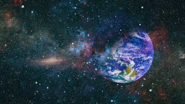 Dünya, galaksi ve güneş uzaydaki gezegenler, yıldızlar ve galaksiler uzay keşfinin güzelliğini gösteriyor. Nasa tarafından döşenmiş bu görüntünün elemanları