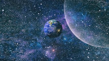 Dünya, galaksi ve güneş uzaydaki gezegenler, yıldızlar ve galaksiler uzay keşfinin güzelliğini gösteriyor. Nasa tarafından döşenmiş bu görüntünün elemanları