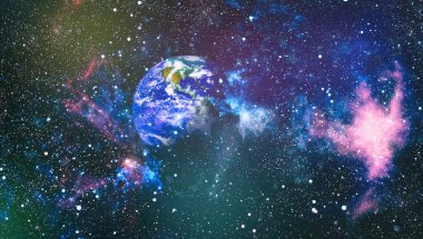 Dünya, galaksi ve güneş uzaydaki gezegenler, yıldızlar ve galaksiler uzay keşfinin güzelliğini gösteriyor. Nasa tarafından döşenmiş bu görüntünün elemanları