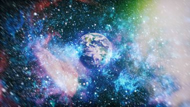 Dünya, galaksi ve güneş uzaydaki gezegenler, yıldızlar ve galaksiler uzay keşfinin güzelliğini gösteriyor. Nasa tarafından döşenmiş bu görüntünün elemanları