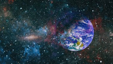 Dünya, galaksi ve güneş uzaydaki gezegenler, yıldızlar ve galaksiler uzay keşfinin güzelliğini gösteriyor. Nasa tarafından döşenmiş bu görüntünün elemanları