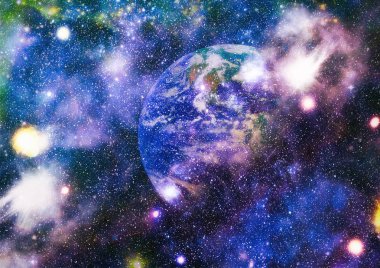 Dünya, galaksi ve güneş uzaydaki gezegenler, yıldızlar ve galaksiler uzay keşfinin güzelliğini gösteriyor. Nasa tarafından döşenmiş bu görüntünün elemanları