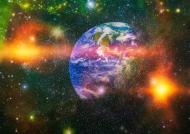 Dünya, galaksi ve güneş uzaydaki gezegenler, yıldızlar ve galaksiler uzay keşfinin güzelliğini gösteriyor. Nasa tarafından döşenmiş bu görüntünün elemanları