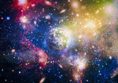 Dünya, galaksi ve güneş uzaydaki gezegenler, yıldızlar ve galaksiler uzay keşfinin güzelliğini gösteriyor. Nasa tarafından döşenmiş bu görüntünün elemanları