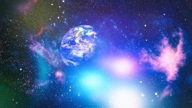 Dünya, galaksi ve güneş uzaydaki gezegenler, yıldızlar ve galaksiler uzay keşfinin güzelliğini gösteriyor. Nasa tarafından döşenmiş bu görüntünün elemanları