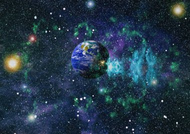 Uzaydaki gezegenler, yıldızlar ve galaksiler uzay keşiflerinin güzelliğini gösteriyor. NASA tarafından döşenmiş elementler