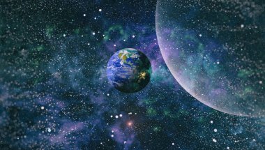 Uzaydaki gezegenler, yıldızlar ve galaksiler uzay keşiflerinin güzelliğini gösteriyor. NASA tarafından döşenmiş elementler