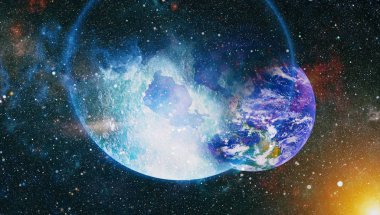 Uzaydaki gezegenler, yıldızlar ve galaksiler uzay keşiflerinin güzelliğini gösteriyor. NASA tarafından döşenmiş elementler