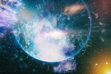 Uzaydaki gezegenler, yıldızlar ve galaksiler uzay keşiflerinin güzelliğini gösteriyor. NASA tarafından döşenmiş elementler
