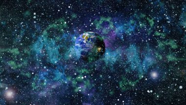 Uzaydaki gezegenler, yıldızlar ve galaksiler uzay keşiflerinin güzelliğini gösteriyor. NASA tarafından döşenmiş elementler