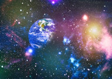 Uzaydaki gezegenler, yıldızlar ve galaksiler uzay keşiflerinin güzelliğini gösteriyor. NASA tarafından döşenmiş elementler