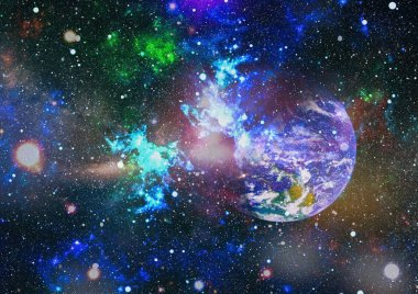 Uzaydaki gezegenler, yıldızlar ve galaksiler uzay keşiflerinin güzelliğini gösteriyor. NASA tarafından döşenmiş elementler