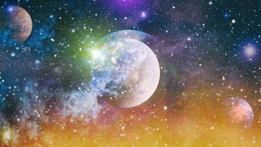 Uzaydaki gezegenler, yıldızlar ve galaksiler uzay keşiflerinin güzelliğini gösteriyor. NASA tarafından döşenmiş elementler