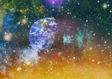 Uzaydaki gezegenler, yıldızlar ve galaksiler uzay keşiflerinin güzelliğini gösteriyor. NASA tarafından döşenmiş elementler