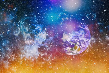 Uzaydaki gezegenler, yıldızlar ve galaksiler uzay keşiflerinin güzelliğini gösteriyor. NASA tarafından döşenmiş elementler