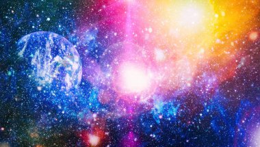 Uzaydaki gezegenler, yıldızlar ve galaksiler uzay keşiflerinin güzelliğini gösteriyor. NASA tarafından döşenmiş elementler