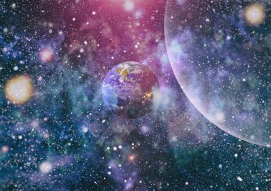 Uzaydaki gezegenler, yıldızlar ve galaksiler uzay keşiflerinin güzelliğini gösteriyor. NASA tarafından döşenmiş elementler