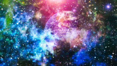 Uzaydaki gezegenler, yıldızlar ve galaksiler uzay keşiflerinin güzelliğini gösteriyor. NASA tarafından döşenmiş elementler