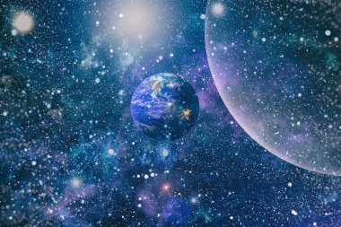 Uzaydaki gezegenler, yıldızlar ve galaksiler uzay keşiflerinin güzelliğini gösteriyor. NASA tarafından döşenmiş elementler