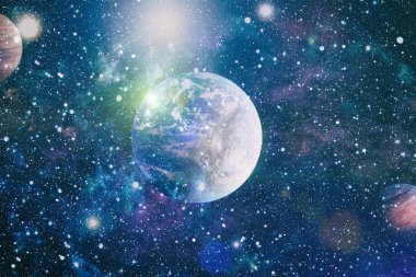 Uzaydaki gezegenler, yıldızlar ve galaksiler uzay keşiflerinin güzelliğini gösteriyor. NASA tarafından döşenmiş elementler