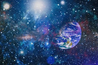 Uzaydaki gezegenler, yıldızlar ve galaksiler uzay keşiflerinin güzelliğini gösteriyor. NASA tarafından döşenmiş elementler