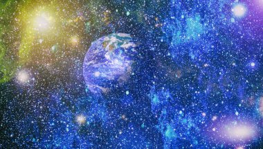 Uzaydaki gezegenler, yıldızlar ve galaksiler uzay keşiflerinin güzelliğini gösteriyor. NASA tarafından döşenmiş elementler