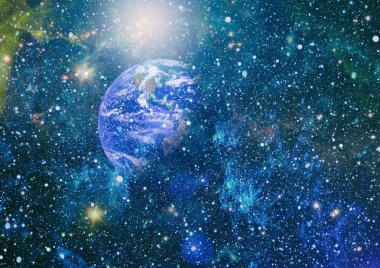 Uzaydaki gezegenler, yıldızlar ve galaksiler uzay keşiflerinin güzelliğini gösteriyor. NASA tarafından döşenmiş elementler