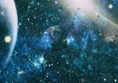 Uzaydaki gezegenler, yıldızlar ve galaksiler uzay keşiflerinin güzelliğini gösteriyor. NASA tarafından döşenmiş elementler