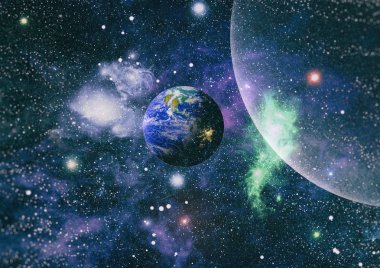 Uzay yörüngesindeki Dünya gezegeni, yörüngeden gezegenimiz. Nasa tarafından döşenmiş bu görüntü