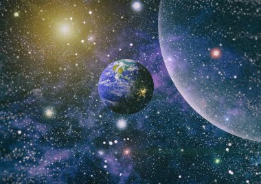 Uzay yörüngesindeki Dünya gezegeni, yörüngeden gezegenimiz. Nasa tarafından döşenmiş bu görüntü