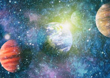 Uzay yörüngesindeki Dünya gezegeni, yörüngeden gezegenimiz. Nasa tarafından döşenmiş bu görüntü
