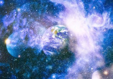 Uzay yörüngesindeki Dünya gezegeni, yörüngeden gezegenimiz. Nasa tarafından döşenmiş bu görüntü