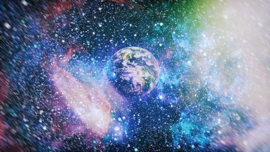 Uzay yörüngesindeki Dünya gezegeni, yörüngeden gezegenimiz. Nasa tarafından döşenmiş bu görüntü