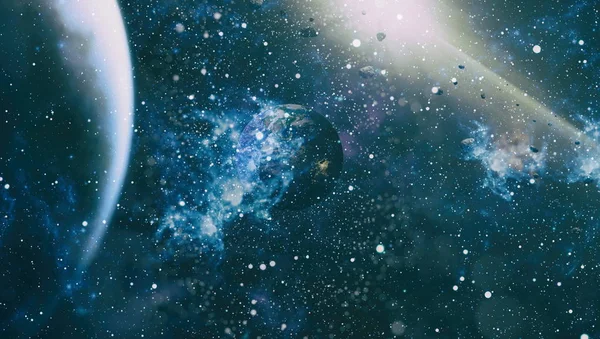 Jorden och galaxer i rymden. Science fiction konst. Delar av denna bild tillhandahålls av NASA. — Stockfoto