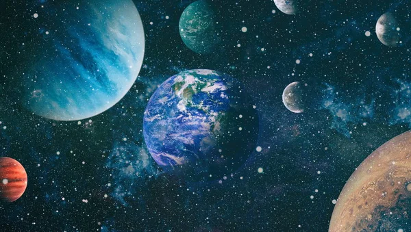 地球和太空星系科幻小说艺术。美国航天局提供的这一图像的要素. — 图库照片