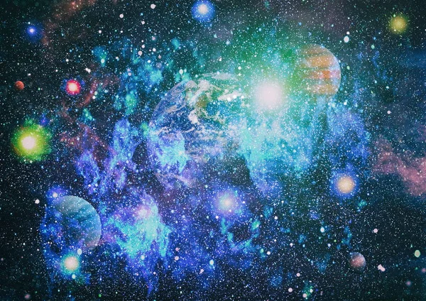 Jorden och galaxer i rymden. Science fiction konst. Delar av denna bild tillhandahålls av NASA. — Stockfoto