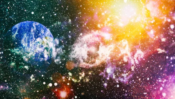 Planetas, estrellas y galaxias en el espacio exterior que muestran la belleza de la exploración espacial. Elementos proporcionados por la NASA — Foto de Stock